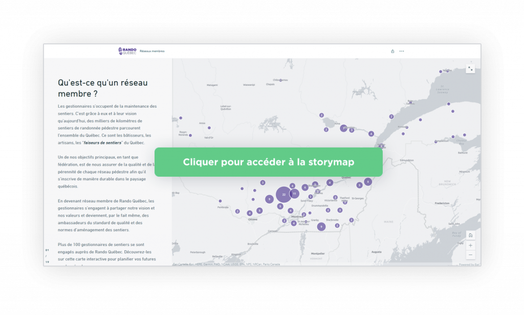 Accéder à la storymap Rando Québec